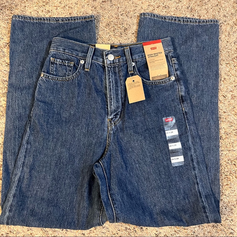 Levi’s High Waisted Straight Leg Blue Jeans Size 24 x 29 NWT